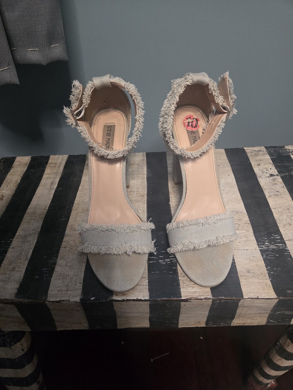 Steve Madden Y2K Frayed Denim High Heels